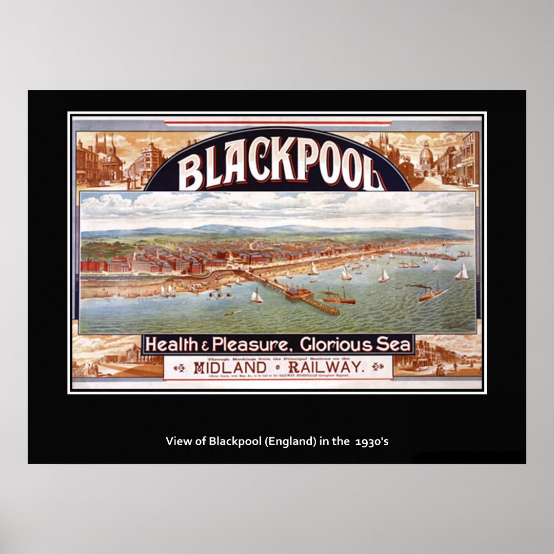 Vintage British Poster Blackpool print Zazzle