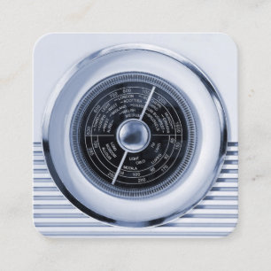 Vintage British Radio Dial - Cool Black and White Square Business Card