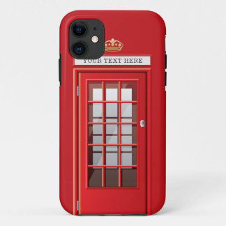 Vintage British Red Telephone Box Monogram iPhone 11 Case