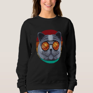Vintage British Shorthair Cat Face Retro Cat Eight Sweatshirt