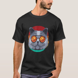 Vintage British Shorthair Cat Face Retro Cat Eight T-Shirt