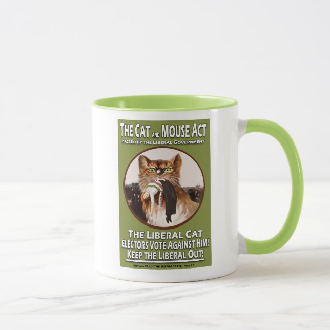 Vintage British Suffragette Cat and Mouse Act Mug (Right)