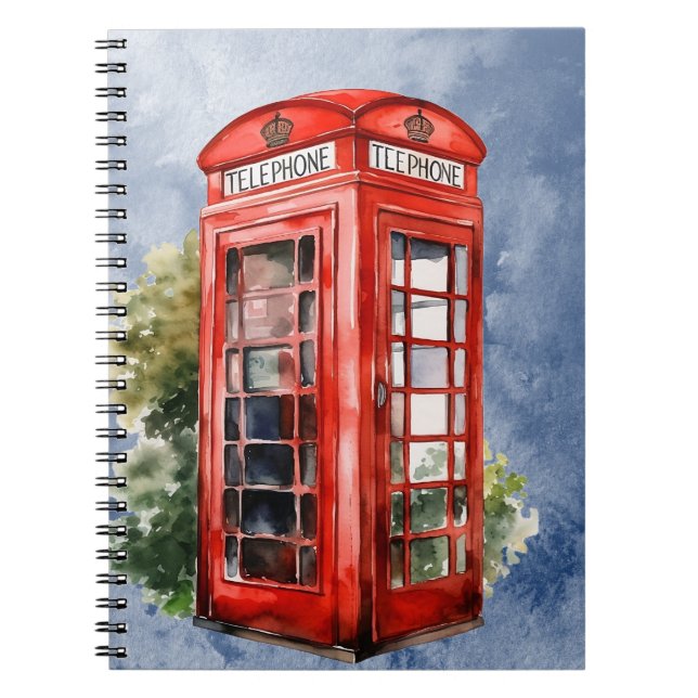 Vintage British Telephone Box Notebook (Front)