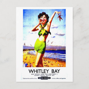 Vintage British travel advert Whitley Bay Postcard