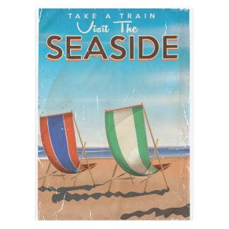 Vintage British Travel Seaside poster. Tablecloth