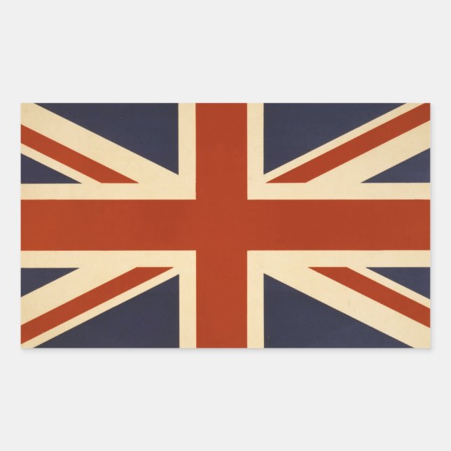 Vintage British Union Flag Rectangular Sticker (Front)