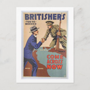 Vintage Britishers You're Needed Come Across Now Postcard