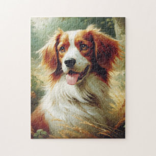 Vintage Brittany Dog Painting Jigsaw Puzzle