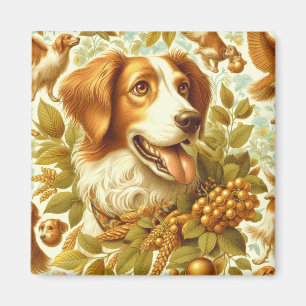 Vintage Brittany Dog Painting Magnet