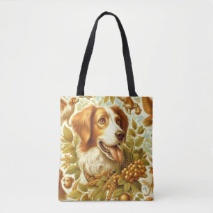 Vintage Brittany Dog Painting Tote Bag