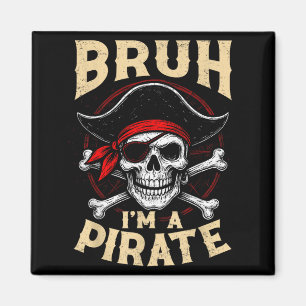 Vintage Bro A Pirate Spooky Skull Halloween Magnet