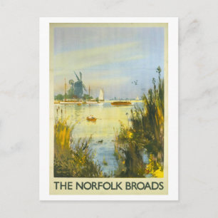 Vintage Broads in England Travel Poster Postcard
