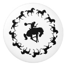 Vintage Bronc Cowboy Rider Drawer Pull 