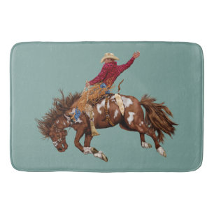 Vintage bronco rider bath mat