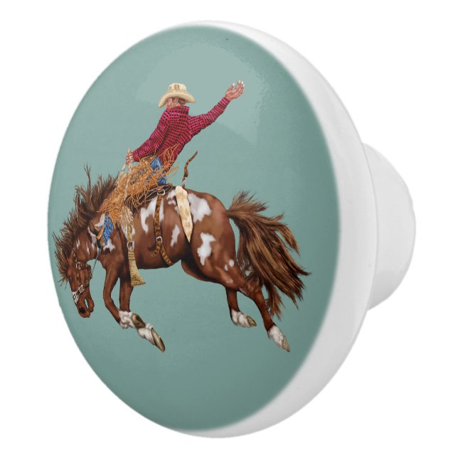 Vintage bronco rider ceramic knob (Right)