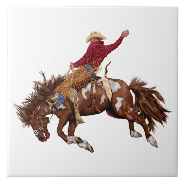 Vintage bronco rider tile (Front)