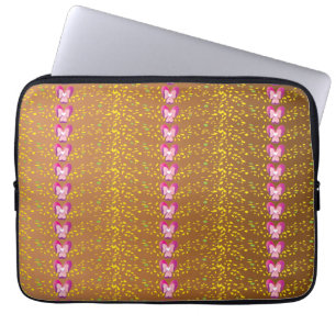 Vintage Bronze and Pink Floral Violets pattern Laptop Sleeve