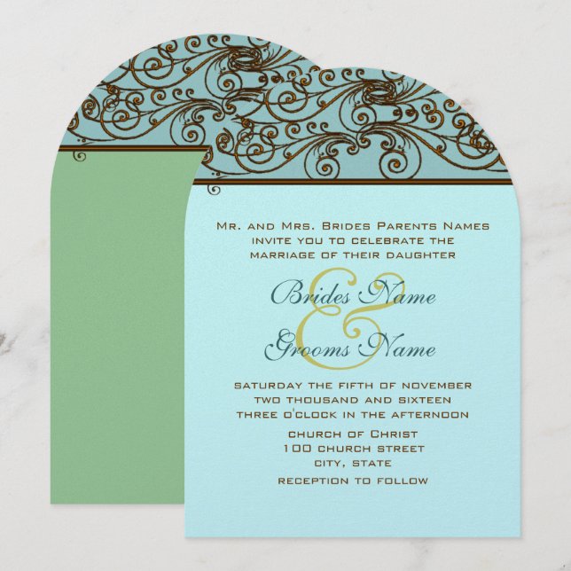 Vintage Bronze Iron Work  Wedding Invitation (Front/Back)