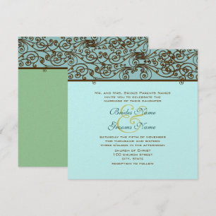 Vintage Bronze Iron Work  Wedding Invitation