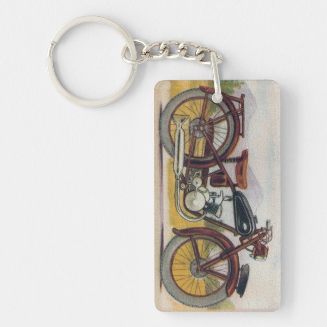 Vintage Bronze Motorcycle Print Key Ring (Front)