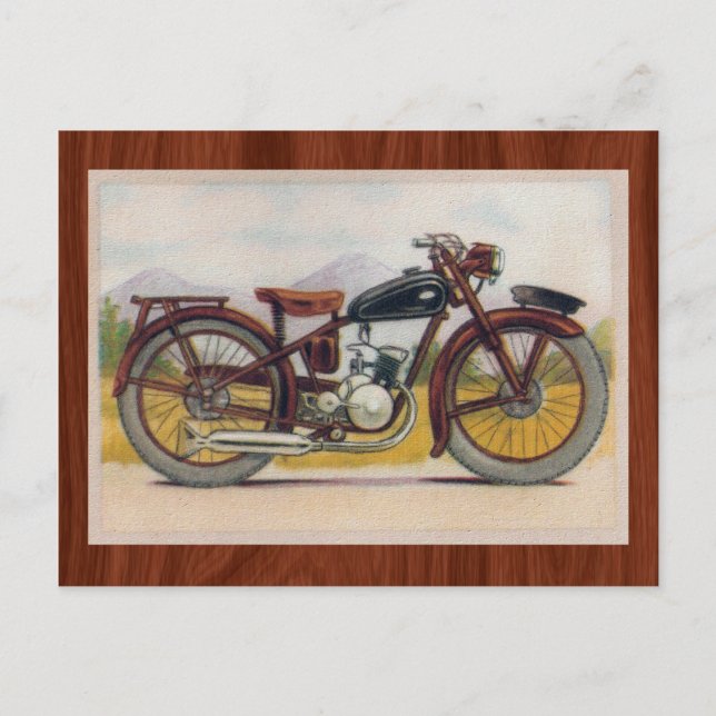 Vintage Bronze Motorcycle Print Postcard (Front)