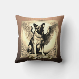 Vintage Bronze Personalised German Shepherd Angel Cushion