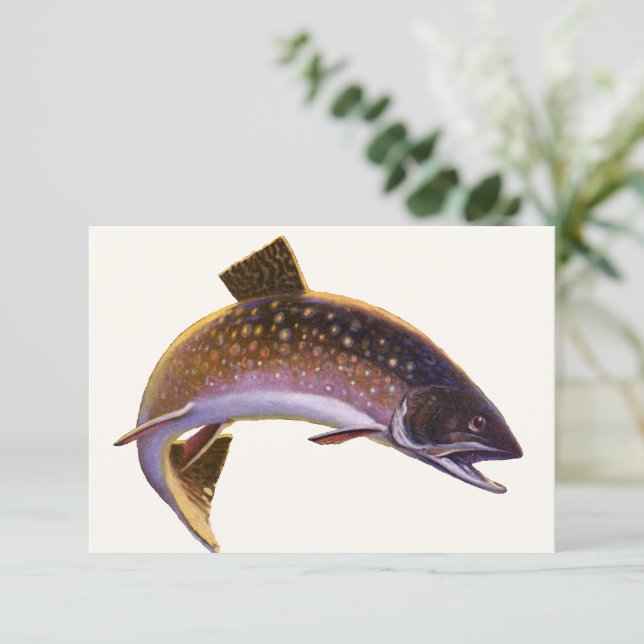 Vintage Brook Trout Fish, Sports Fishing Fisherman (Standing Front)