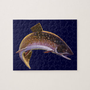 Vintage Brook Trout Fish, Sports Fishing Fisherman Jigsaw Puzzle