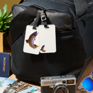 Vintage Brook Trout Fish, Sports Fishing Fisherman Luggage Tag