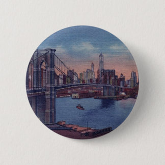 Vintage Brooklyn Bridge 6 Cm Round Badge