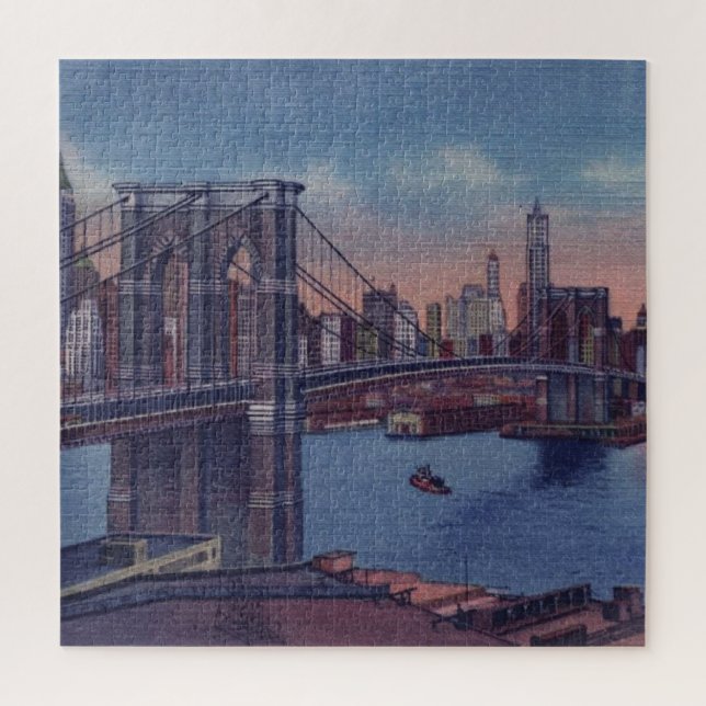 Vintage Brooklyn Bridge Art Painting Jigsaw Puzzle (Vertical)