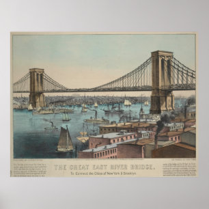 Vintage Brooklyn Bridge Illustration (1872) Poster