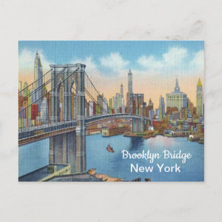 Vintage, Brooklyn Bridge, New York. Postcard