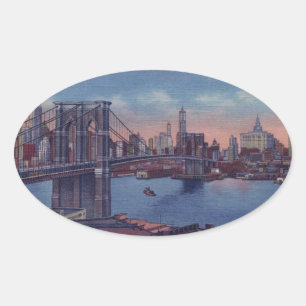 Vintage Brooklyn Bridge Oval Sticker