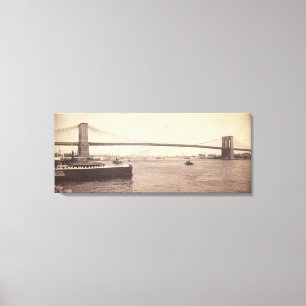 Vintage Brooklyn Bridge Photograph (1896) Canvas Print