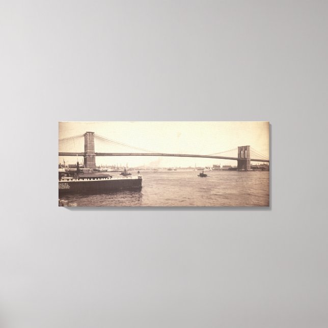 Vintage Brooklyn Bridge Photograph (1896) Canvas Print (Front)