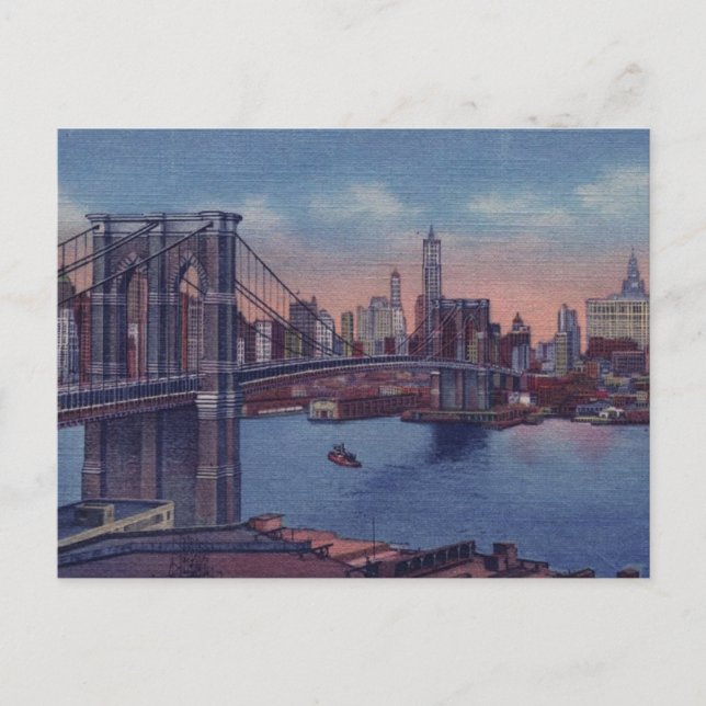 Vintage Brooklyn Bridge Postcard (Front)