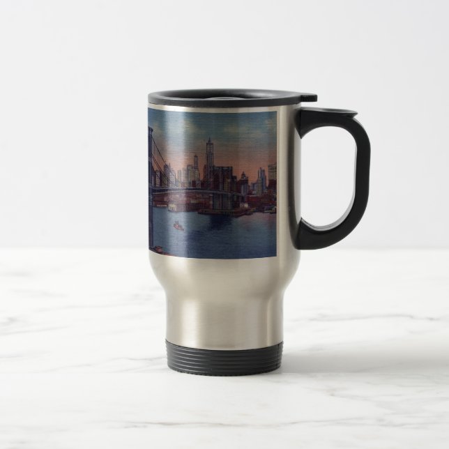 Vintage Brooklyn Bridge Travel Mug (Right)