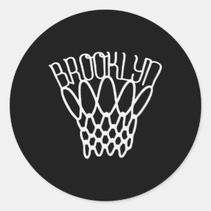 Vintage Brooklyn City New York Basketball Net Play Classic Round Sticker