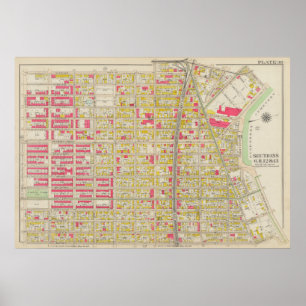 Vintage Brooklyn Map   George Washington Bromley Poster