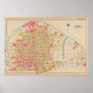 Vintage Brooklyn Map   George Washington Bromley Poster