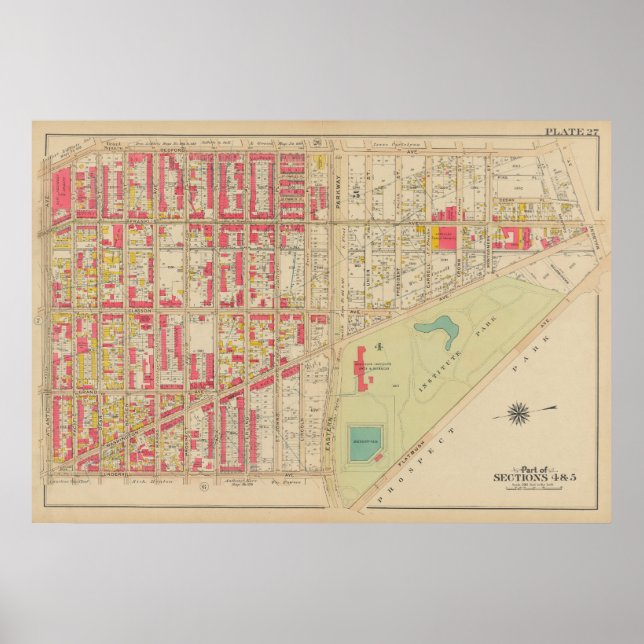 Vintage Brooklyn Map | George Washington Bromley Poster (Front)
