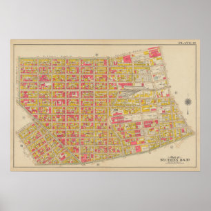 Vintage Brooklyn Map   George Washington Bromley Poster