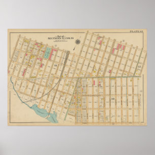 Vintage Brooklyn Map   George Washington Bromley Poster