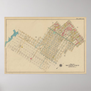 Vintage Brooklyn Map   George Washington Bromley Poster