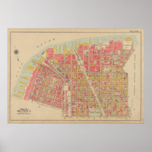 Vintage Brooklyn Map   George Washington Bromley Poster