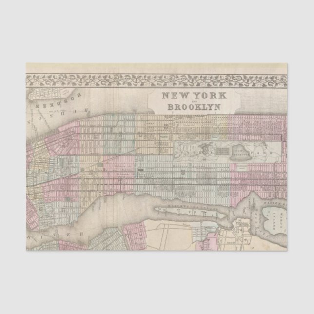 Vintage Brooklyn Map Tissue Paper (Front)