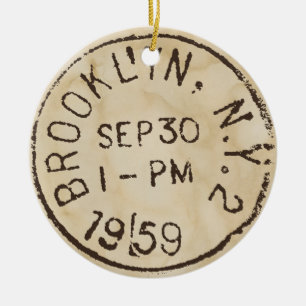 vintage brooklyn nyc new york city trendy postage ceramic tree decoration