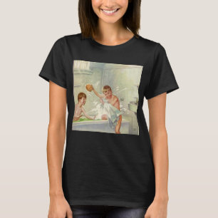 Vintage Brothers, Children, Boys Splashing in Tub, T-Shirt