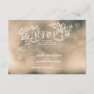 Vintage brow floral calligraphy wedding RSVP cards